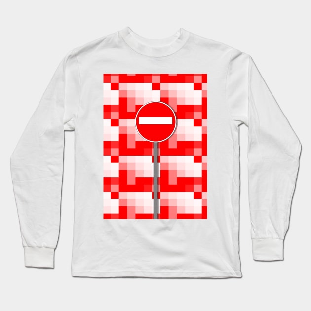 Geometric NO ENTRY in red and white Long Sleeve T-Shirt by mister-john